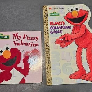 ELMO SESAME STREET Lot Of 2 Books My Fuzzy Valentine & ELMOS COUNTING GAME